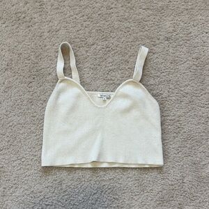 Mimos Cream Ribbed Knit Crop Tank Top - Medium